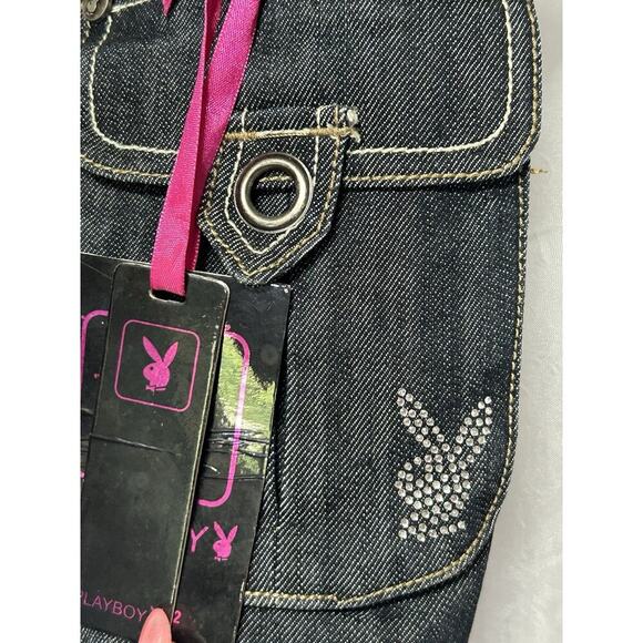 Playboy Y2K Denim Vest Deadstock Embroidered Rhinestone Size Small Jean 2007 - Picture 3 of 9